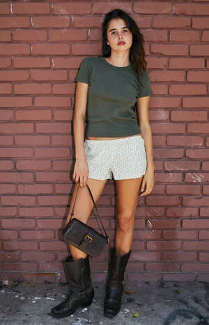 Olive & White Keira Boxer Shorts image number 1