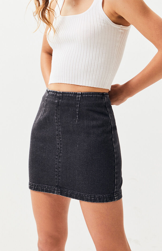 Black fitted mini skirt clearance