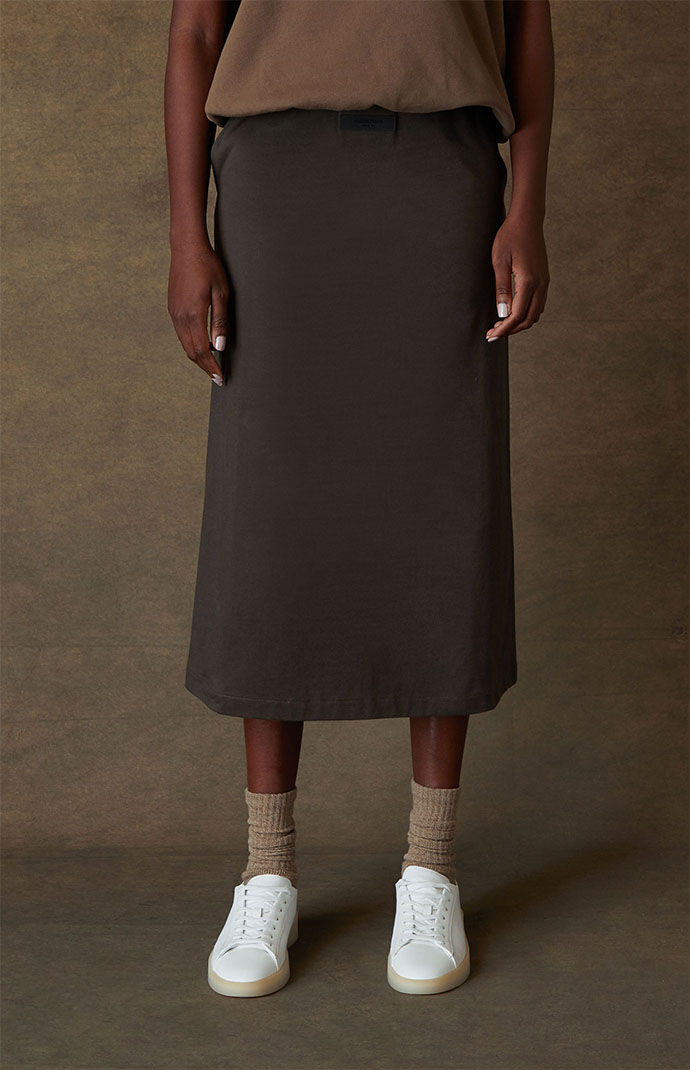 【FOG Essentials】Women's Midlength Skirt Fear of God Essentials Women's Off Black Midi Skirt | PacSun