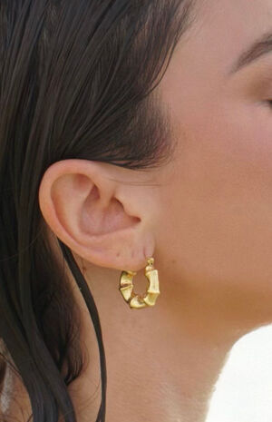 Waverly Bamboo Hoop Earrings image number 2