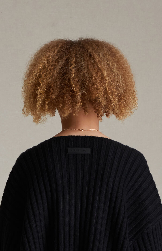Fear of God Essentials Kids Jet Black Raw Neck Sweater