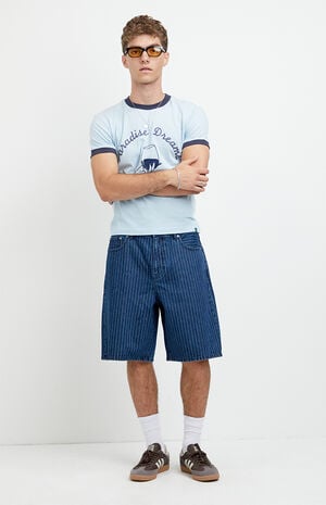 Parker Baggy Jean Shorts Striped Dark Blue image number 2