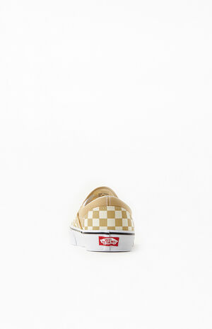 Classic Checkerboard White & Beige Slip-On Shoes image number 3