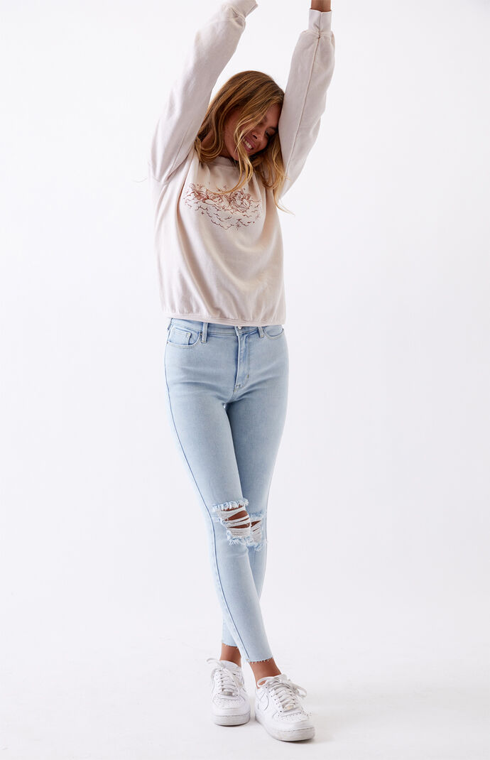 PacSun Crisp Blue Ripped Super High Waisted Jeggings PacSun