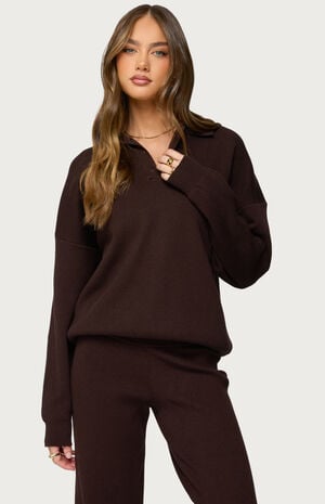 Lorie Oversized Knit Polo Sweater image number 1