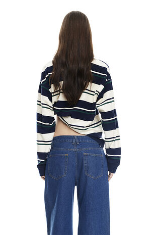 Striped Preppy Jersey Long Sleeve Top image number 3