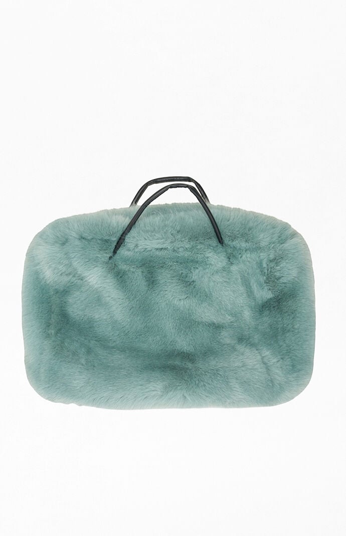 AZALEA WANG Teal Roxana Faux Fur Handbag