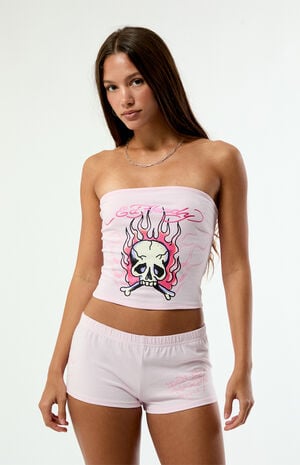 Pink Flame Skull Tube Top image number 1