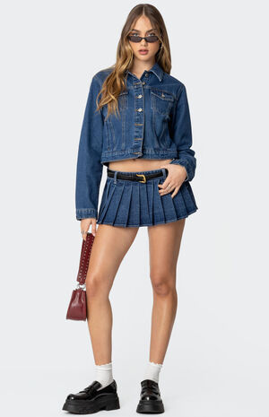 Zenia Denim Pleated Mini Skort image number 5