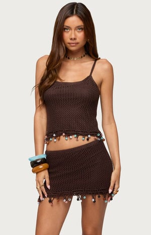 Zeinab Beaded Fringe Crochet Top image number 1