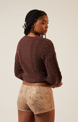 Faux Suede Snake Micro Shorts image number 3