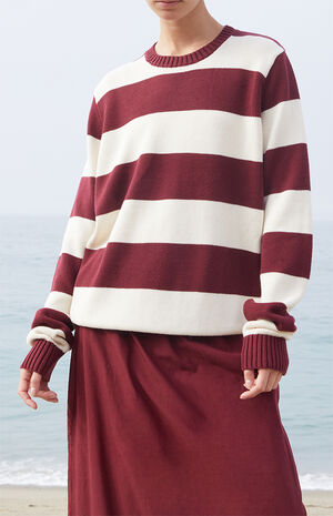 Martha Burgundy Striped Sweater image number 2