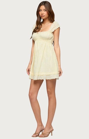 Eyelet Ruffle Babydoll Mini Dress image number 2