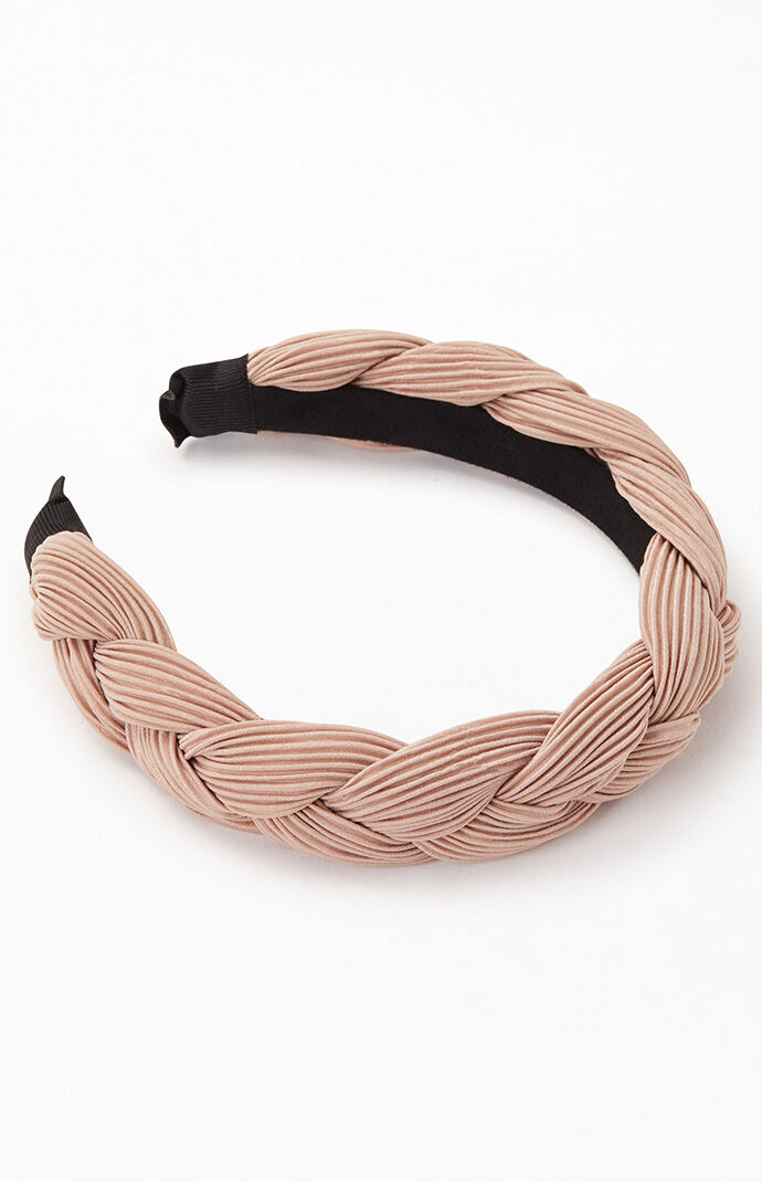 Beige Braided Satin Headband