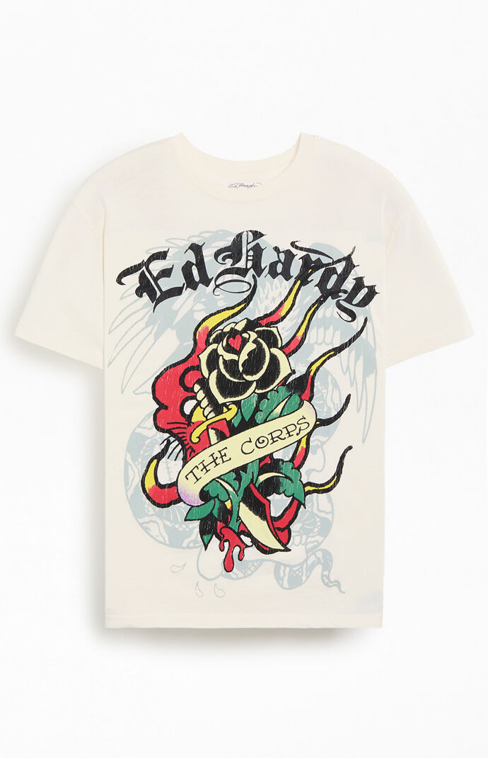 Ed Hardy tシャツ⭐︎ Ed Hardy The Corps Rose Boxy T-Shirt | Pacsun