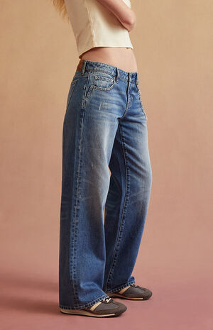 Medium Blue Low Rise Girlfriend Jeans image number 3