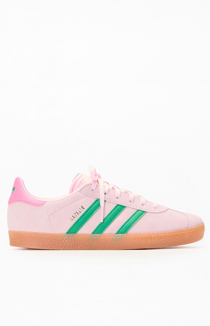 adidas Kids Pink & Green Gazelle Shoes
