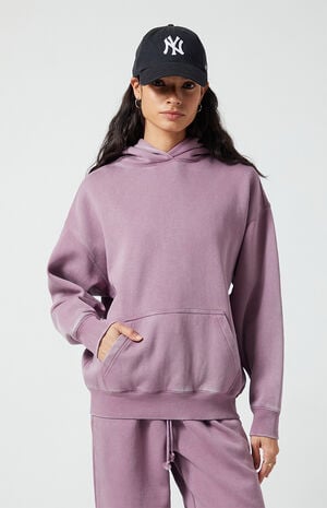 Purple Ultra Soft Fleece Core Vintage Wash Pullover Hoodie image number 2