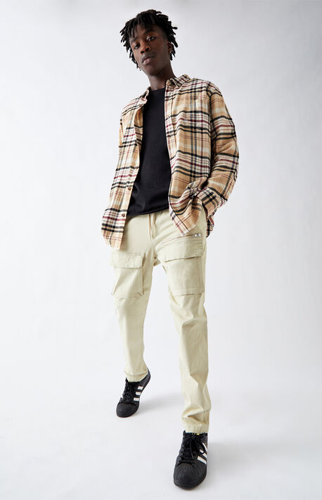 Utility Beige Front Pocket Slim Cargo Pants