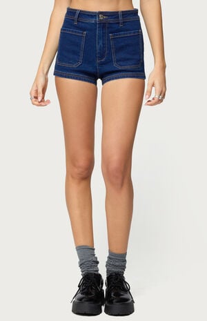 Saren High Rise Denim Micro Shorts image number 1