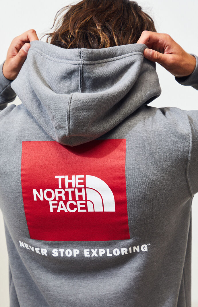 Heather Grey Red Box Pullover Hoodie