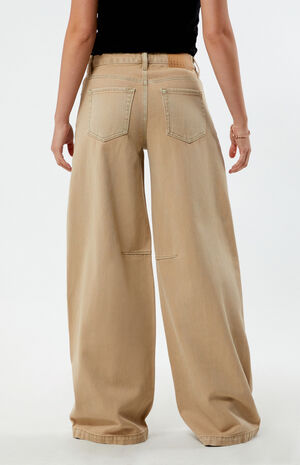 Beige Knee Dart Baggy Barrel Jeans image number 4
