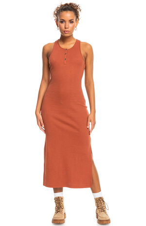 Brown Moon Glow Rib Knit Dress image number 1