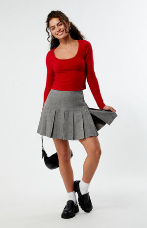 Pleated Split Mini Skirt image number 4