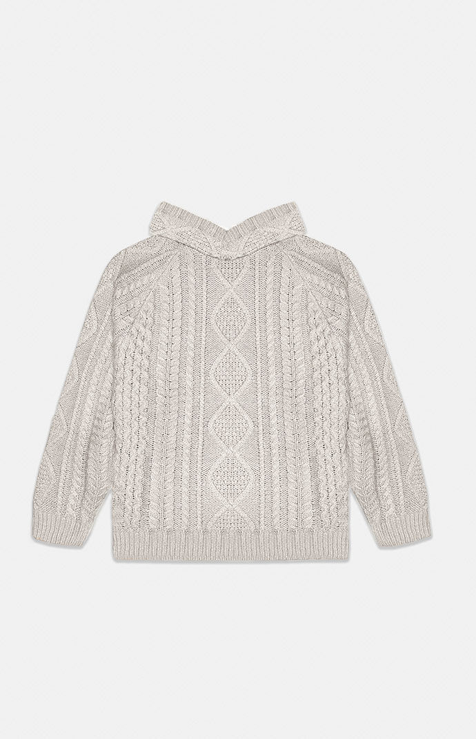 Fear of God Essentials Silver Cloud Cable Knit Hoodie | PacSun