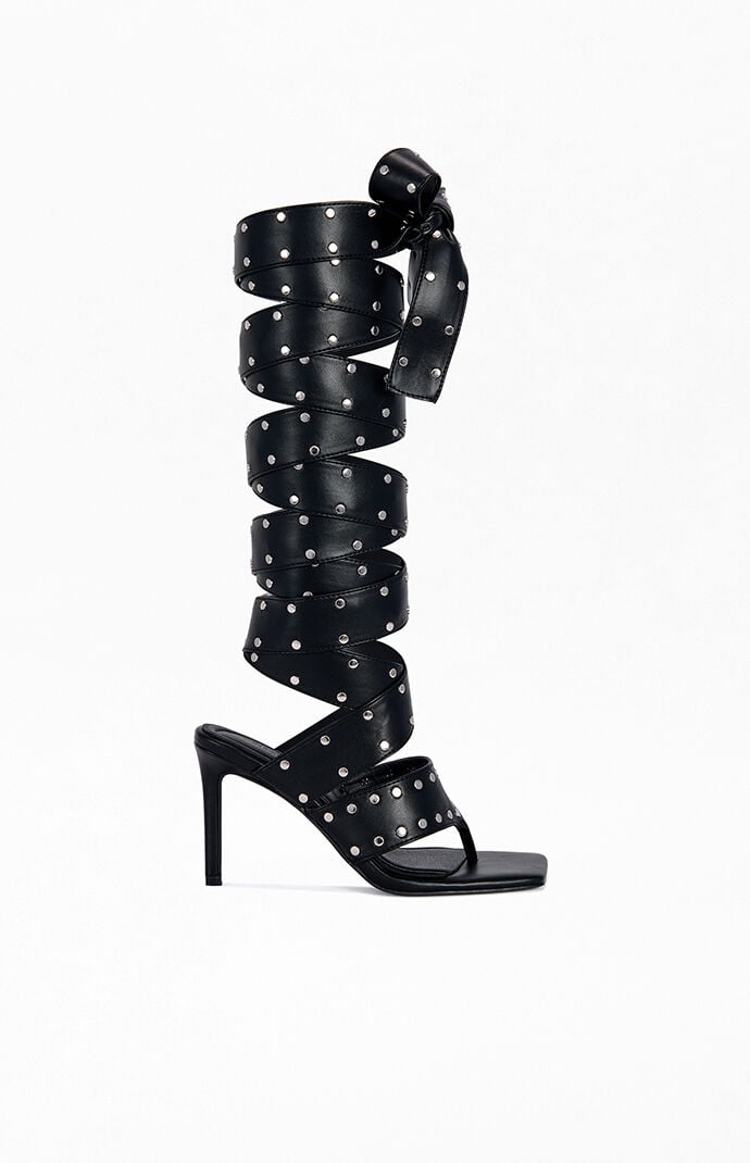 AZALEA WANG Women's Sodalite Black Stiletto Sandals