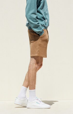 Brown Woven Knit Shorts image number 4
