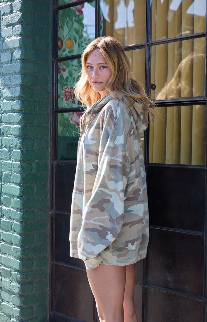 John Galt Camo Christy Zip Up Oversized Hoodie