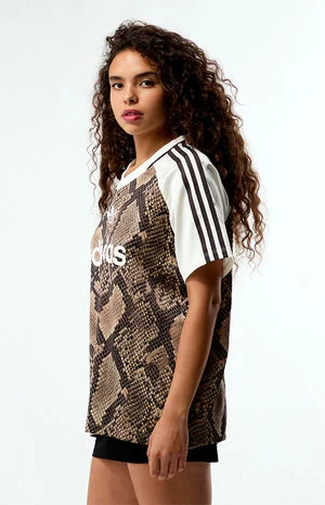Snakeskin Print Satin Short Sleeve Oversized Jersey image number 2