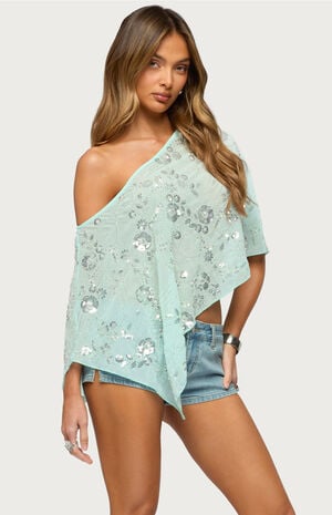 Triana Bead and Sequin Chiffon Poncho image number 2