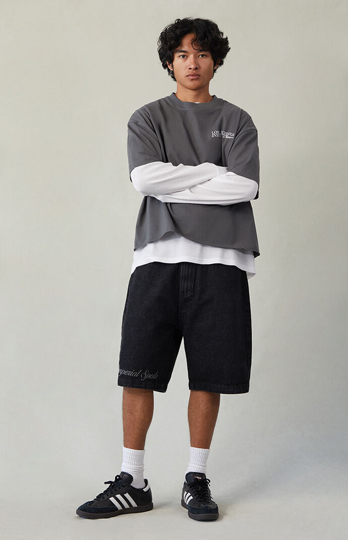 Pacsun Imperial Sports Guild Black Baggy Denim Shorts | Pacsun