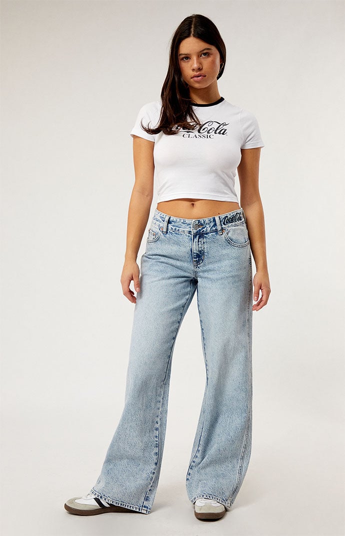 Coca Cola By PacSun Light Indigo Low Rise Baggy Jeans PacSun