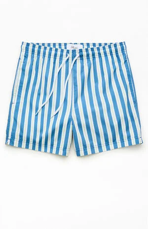 Blue Resort Striped 4.5" Swim Trunks image number 1