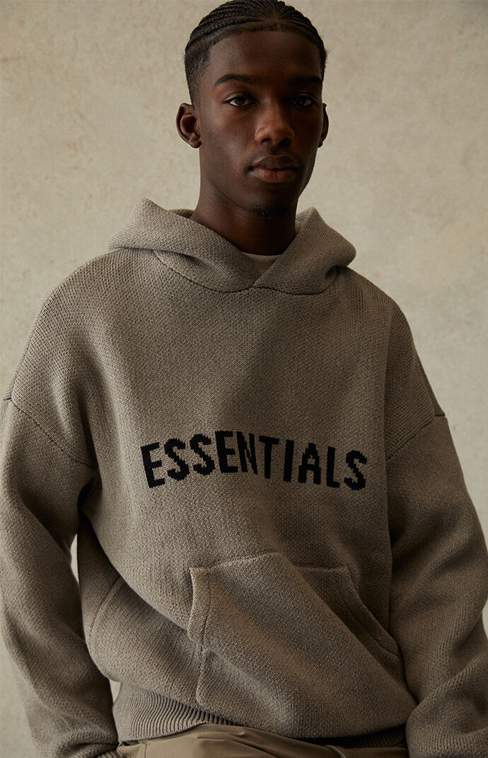 Essentials oatmeal knit hoodie store