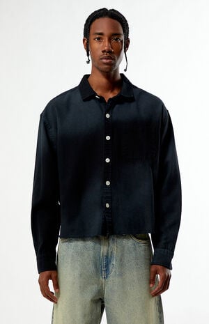 Pike Washed Black Cropped Long Sleeve Work Shirt image number 1