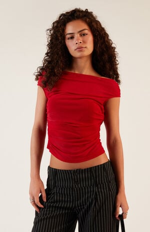 Mesh Off-The-Shoulder Top image number 2