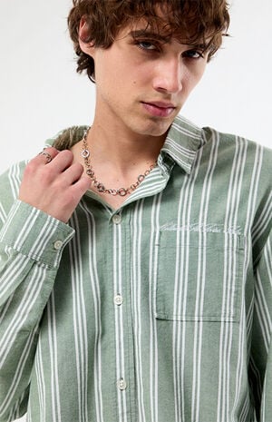 Light Green Striped Hutton Long Sleeve Shirt image number 5