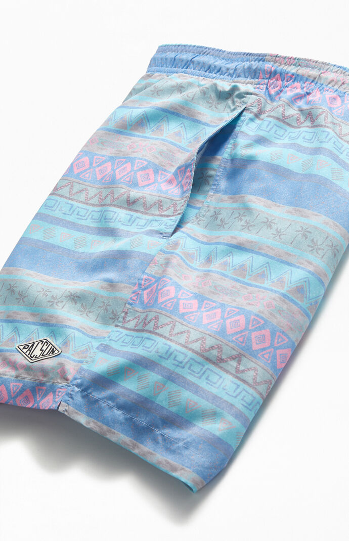 Printed Stripes 17" Swim Trunks