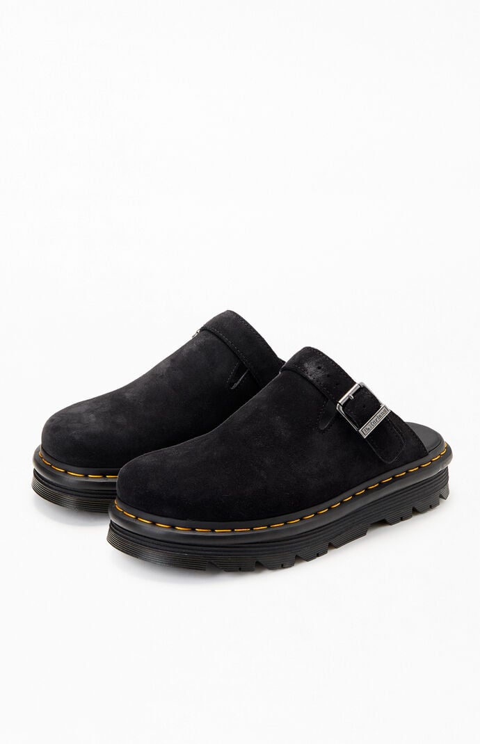 Dr Martens Black Zebzag Suede Slingback Platform Mules