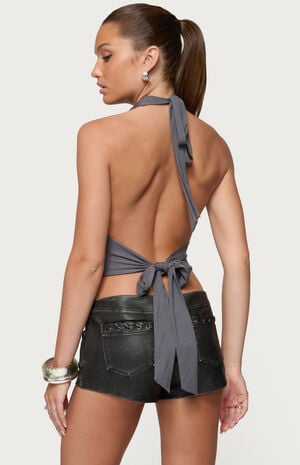 Nessie Metal Ring Backless Halter Top image number 3
