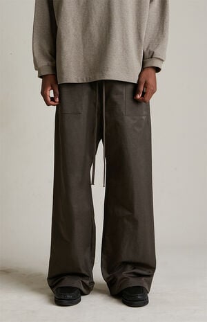 Brown Textured Nylon Utility Pants image number 3