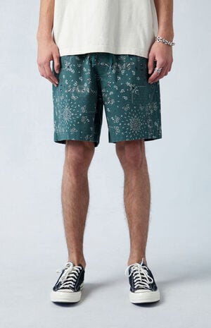Green Reed Printed Twill Volley Shorts image number 2