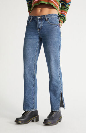 Eco Dark Blue Low Rise Straight Leg Jeans image number 1