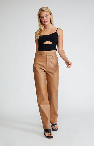 '90s Faux Leather Pants image number 4