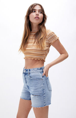 Distressed Girlfriend Denim Shorts image number 3