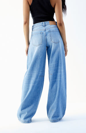 Light Indigo Knee Dart Baggy Barrel Jeans image number 4